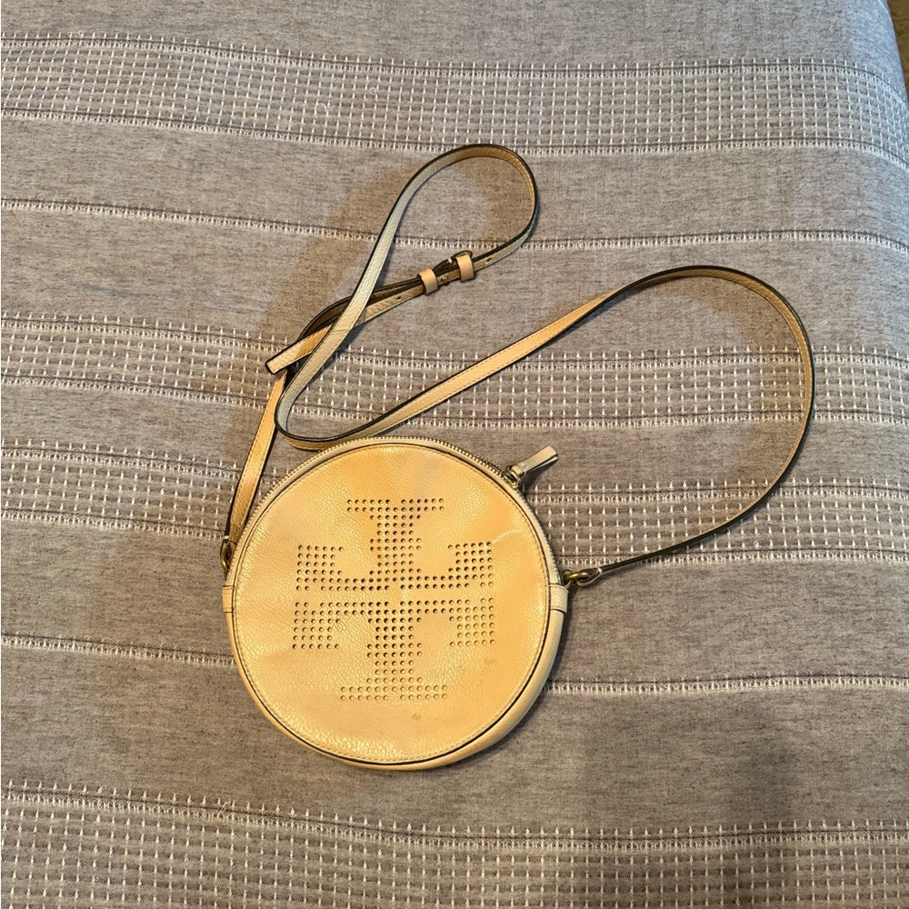 Tory Burch Beige Round Crossbody Bag